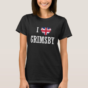 I Love Grimsby England Union Jack Flag Heart Engli T-Shirt