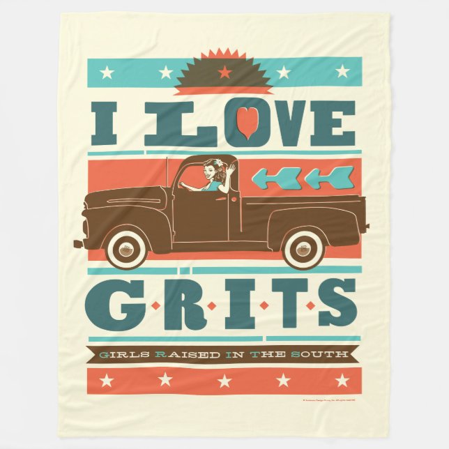 I Love Grits Fleece Blanket (Front)