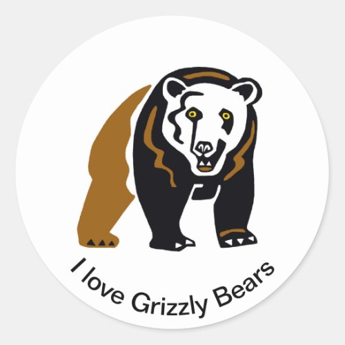  I love Grizzly bears _ Wildlife warrior _ Nature  Classic Round Sticker