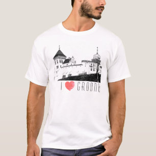 I Love Grodno Belarus Architecture Sketch Castle T-Shirt