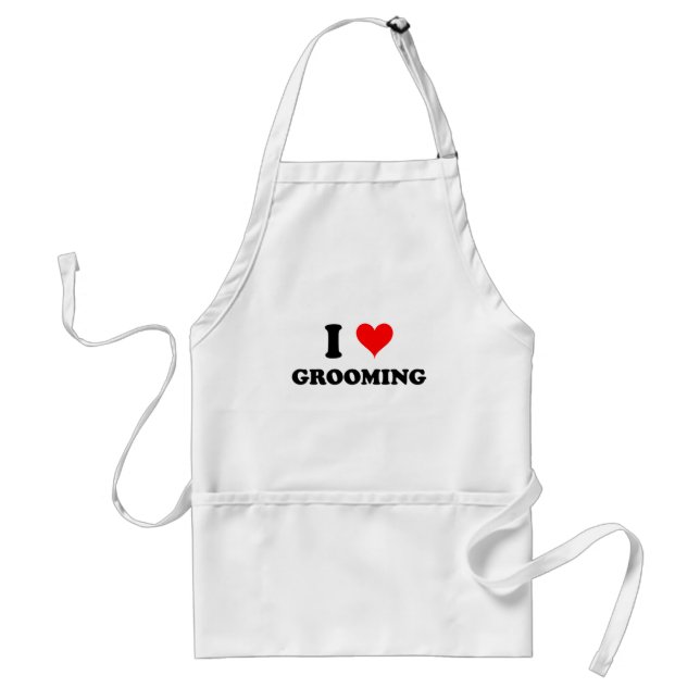 I Love Grooming Adult Apron (Front)