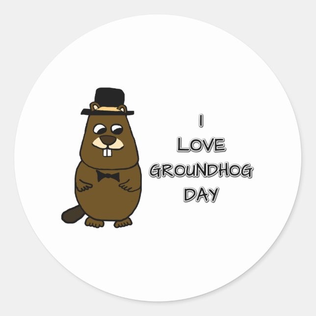 I love Groundhog Day Classic Round Sticker (Front)