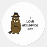 I love Groundhog Day Classic Round Sticker