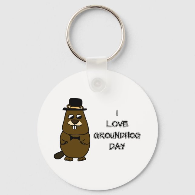 I love Groundhog Day Keychain (Front)