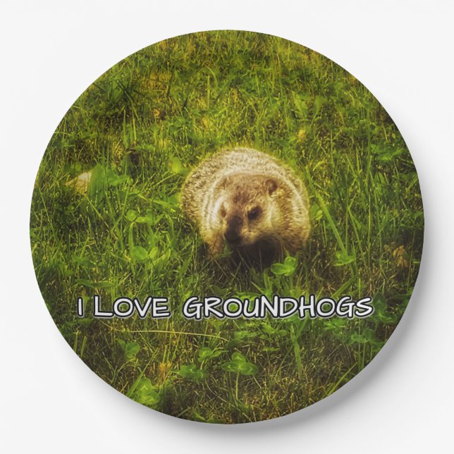 I love groundhogs plates (Front)