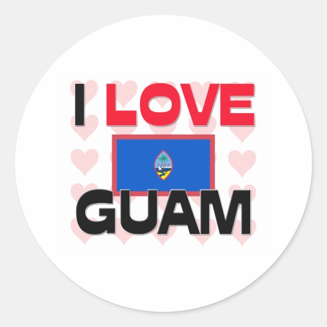 I Love Guam Classic Round Sticker (Front)