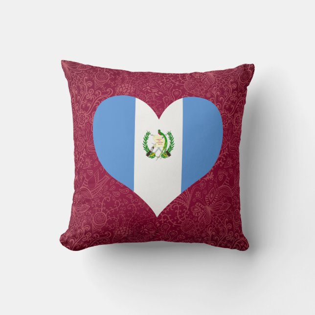 I Love Guatemala Throw Pillow (Front)
