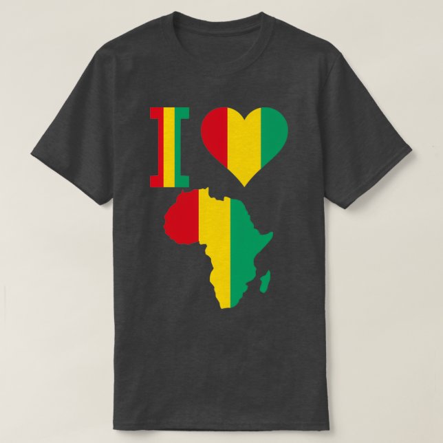 I love Guinea Conakry flag Africa Map T-Shirt (Design Front)