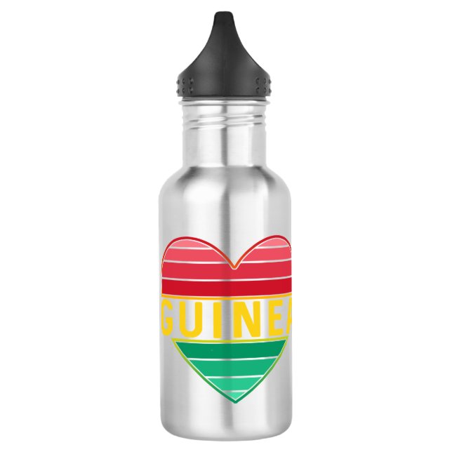 I Love Guinea, Guinean Heart Stainless Steel Water Bottle (Left)