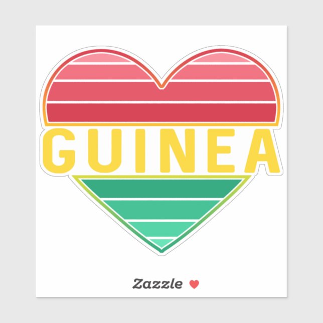I Love Guinea, Guinean Heart Sticker (Sheet)
