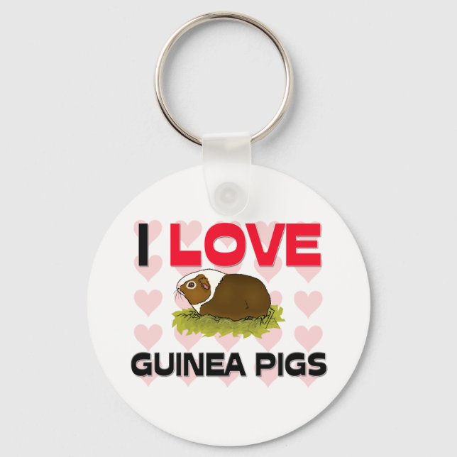 I Love Guinea Pigs Keychain (Front)