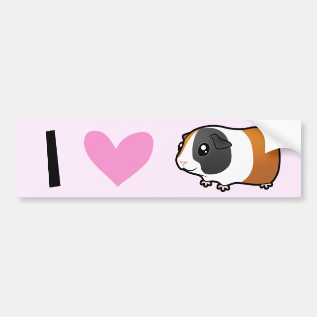 I Love Guinea Pigs (smooth) Bumper Sticker (Front)