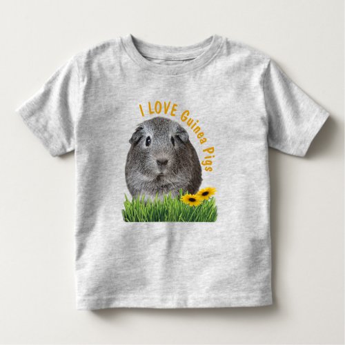 I LOVE Guinea Pigs Sunflowers Custom Yellow Text Toddler T_shirt