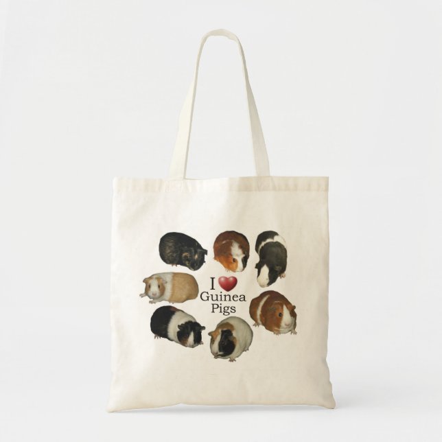 I Love Guinea Pigs Tote Bag (Front)
