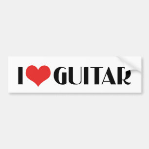 I Love Guitar Bumper Sticker
