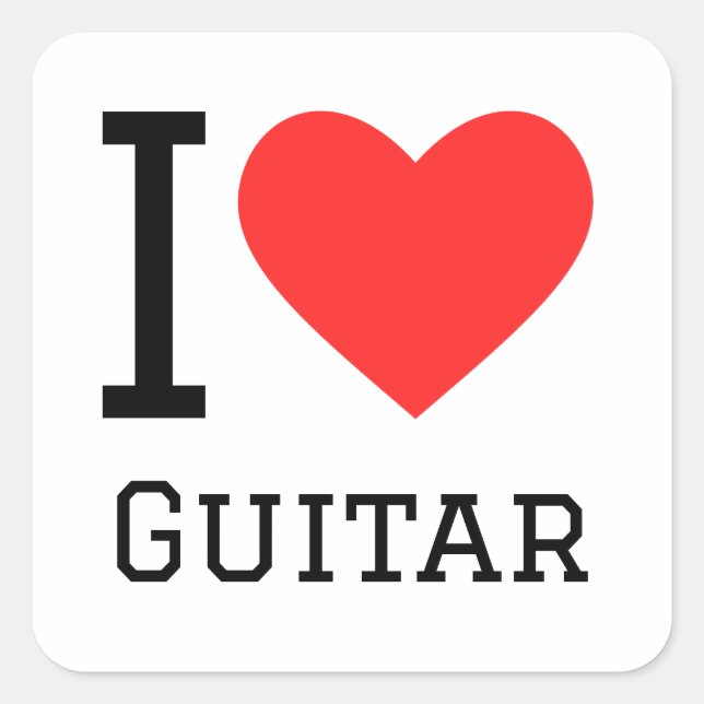 I love guitar square sticker (Front)