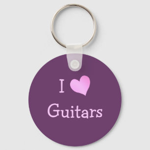 I Love Guitars Keychain