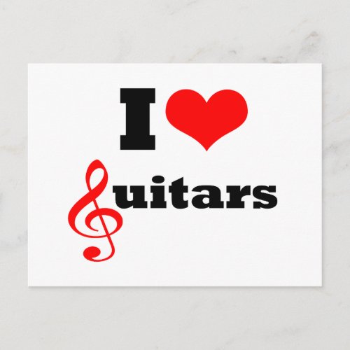 I Love Guitars Postcard