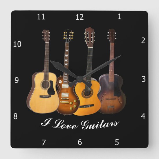 I LOVE GUITARS SQUARE WALL CLOCK