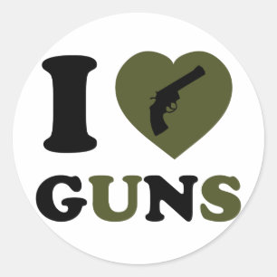I Love Guns Classic Round Sticker