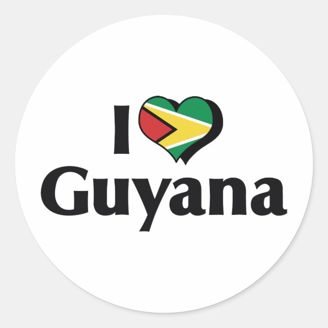 I Love Guyana Flag Classic Round Sticker (Front)