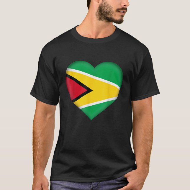 I Love Guyana  Guyanese Flag Heart Outfit  T-Shirt (Front)