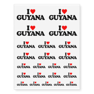 I LOVE GUYANA TEMPORARY TATTOOS