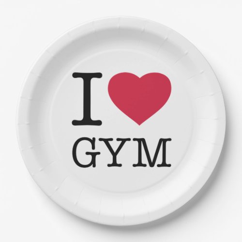 I LOVE GYM PAPER PLATES