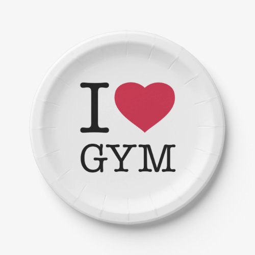 I LOVE GYM PAPER PLATES