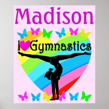 I Love Gymnastic Personalized Poster by MySportsStar at Zazzle