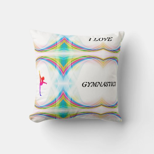 I Love Gymnastics Abstract Colorful Pillow