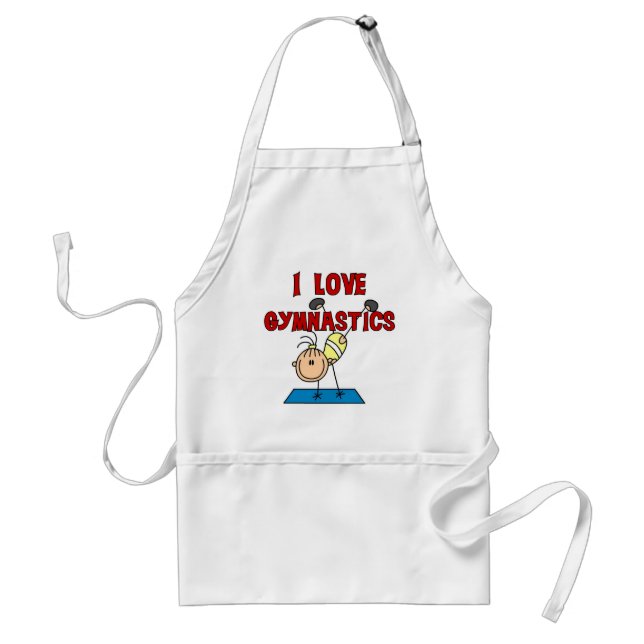 I Love Gymnastics Adult Apron (Front)