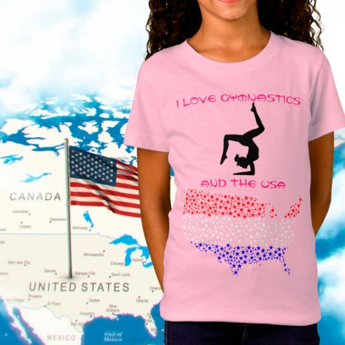 I Love Gymnastics and the USA T_Shirt