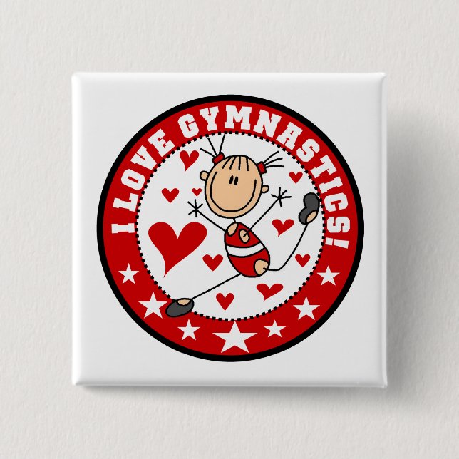 I Love Gymnastics Button (Front)