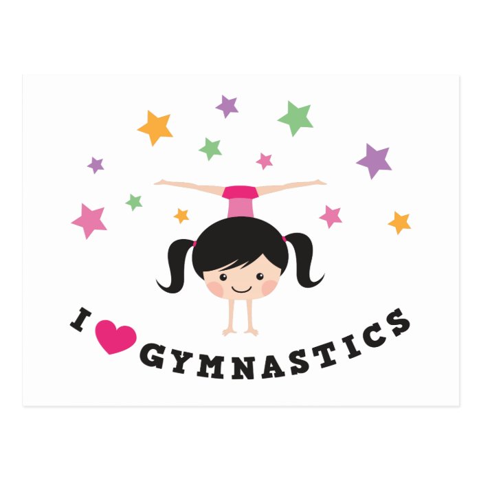 I love gymnastics cartoon girl doing handstand post cards