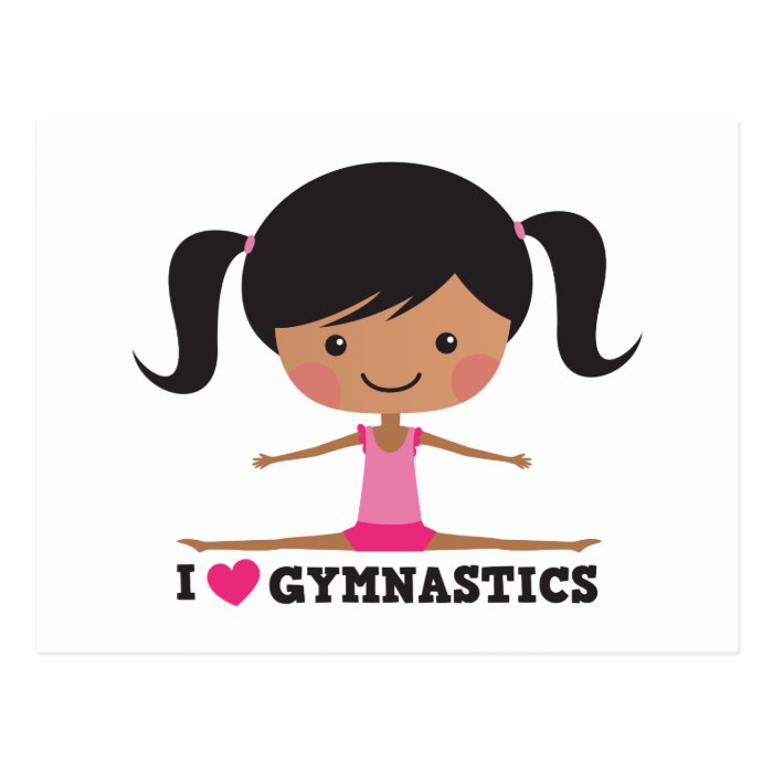 I love gymnastics cartoon girl side splits postcard