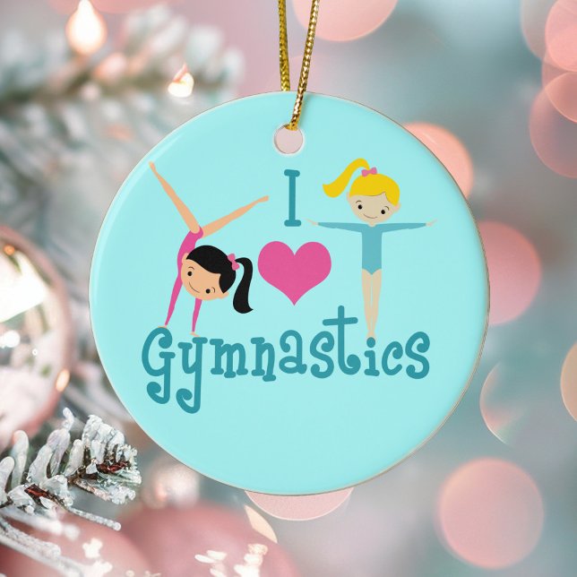 I Love Gymnastics Ceramic Ornament (Creator Uploaded)