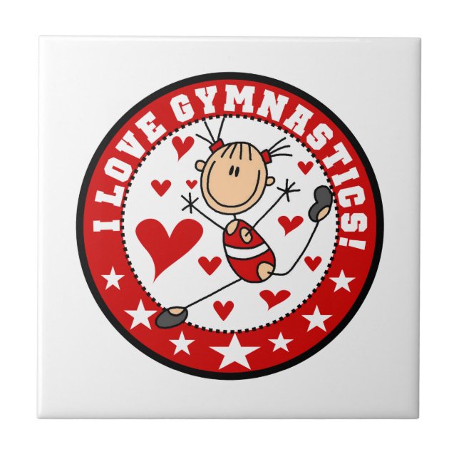 I Love Gymnastics Ceramic Tile (Front)