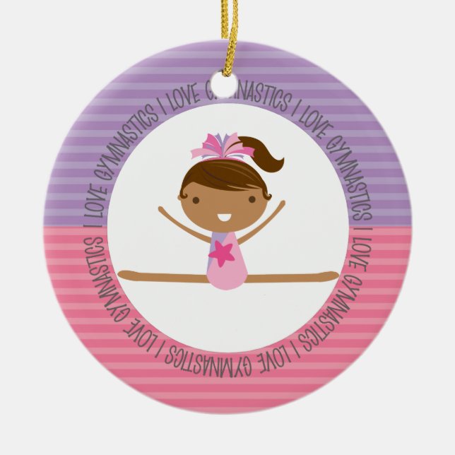 I LOVE GYMNASTICS Christmas Ornament (Front)