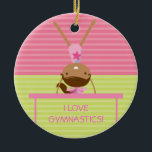 I LOVE GYMNASTICS Christmas Ornament<br><div class="desc">This super cute keepsake ornament is totally customizable by you. Change the template text or order as shown. If you need help or have something else in mind,  just click on the contact link to send the designer a personal detailed message.</div>