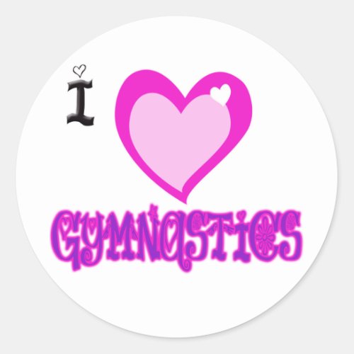 I Love GYMNASTICS Classic Round Sticker