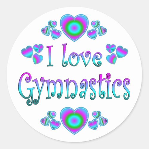 I Love Gymnastics Classic Round Sticker