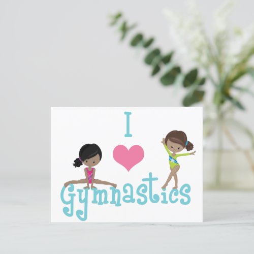 I Love Gymnastics Cute African American Girl Postcard