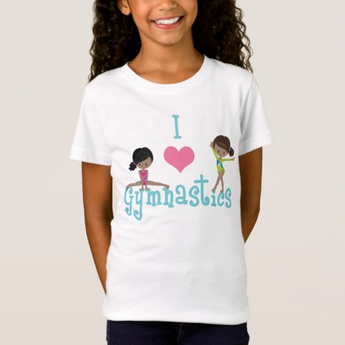 I Love Gymnastics Cute African American Girl T_Shirt