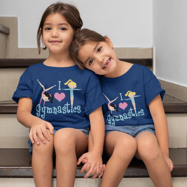 I Love Gymnastics Cute Custom Gymnast T-Shirt