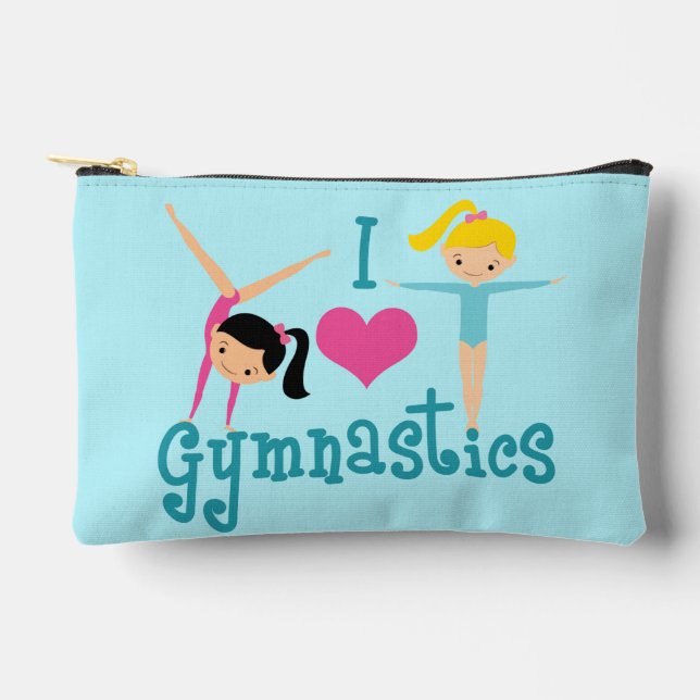 I Love Gymnastics Cute Gymnast Accessory Pouch (Front)