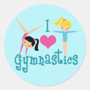 I Love Gymnastics Cute Gymnast Classic Round Sticker