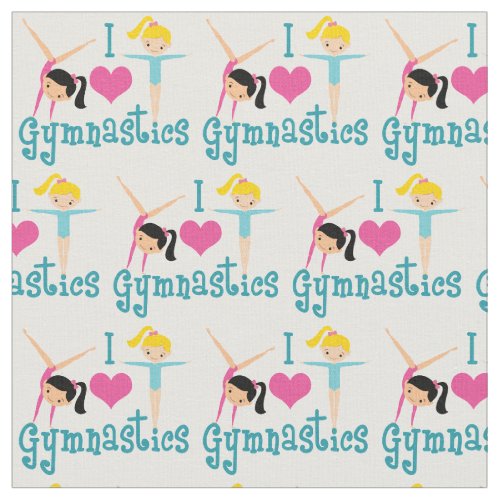I Love Gymnastics Cute Gymnast Fabric
