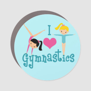 I Love Gymnastics Cute Gymnast Girl Car Magnet