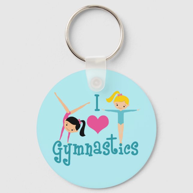 I Love Gymnastics Cute Gymnast Keychain (Front)
